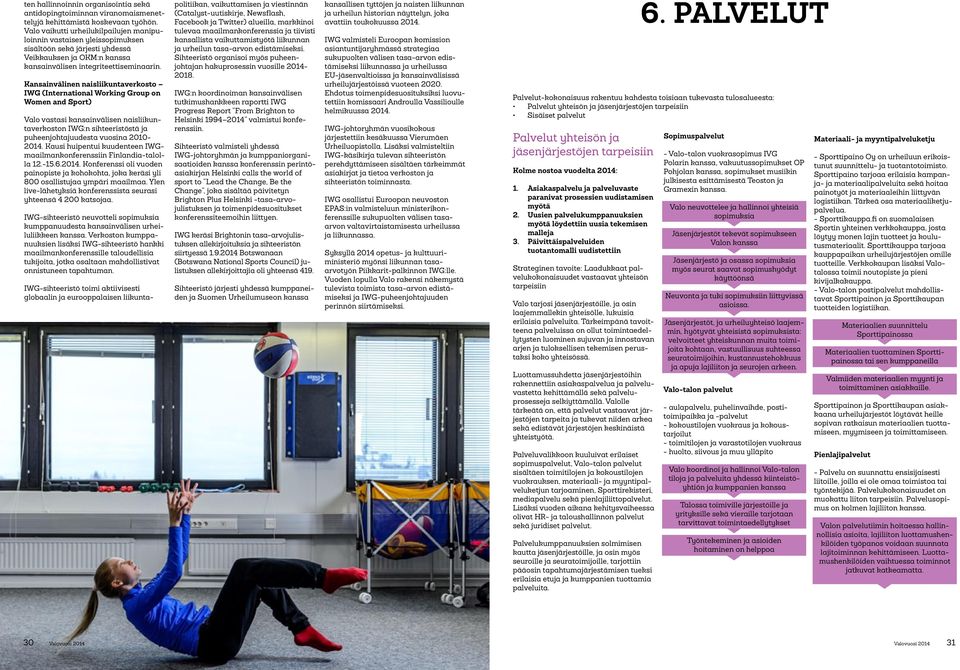 Kansainvälinen naisliikuntaverkosto IWG (International Working Group on Women and Sport) Valo vastasi kansainvälisen naisliikuntaverkoston IWG:n sihteeristöstä ja puheenjohtajuudesta vuosina