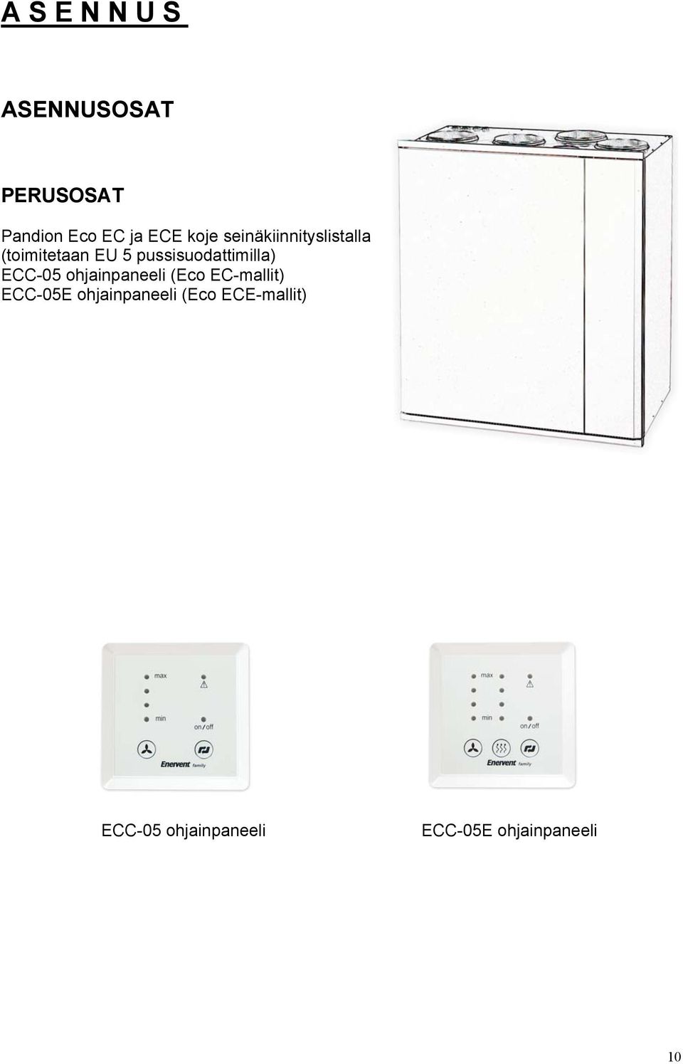 pussisuodattimilla) ECC-05 ohjainpaneeli (Eco EC-mallit)