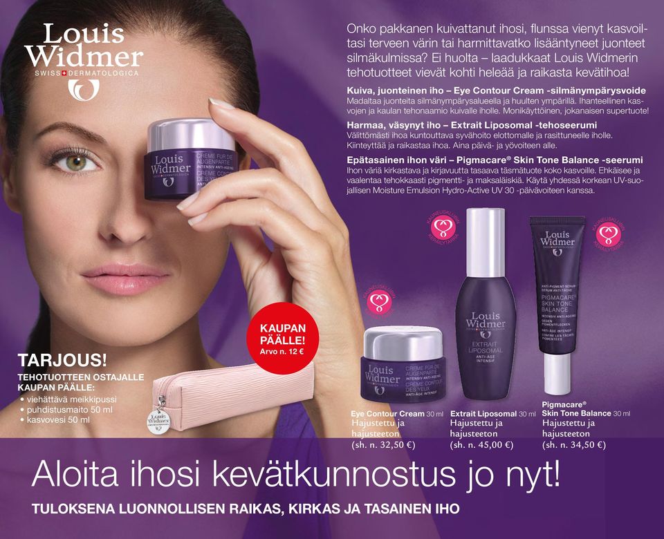 Kuiva, juonteinen iho Eye Contour Cream -silmänympärysvoide Madaltaa juonteita silmänympärysalueella ja huulten ympärillä. Ihanteellinen kasvojen ja kaulan tehonaamio kuivalle iholle.