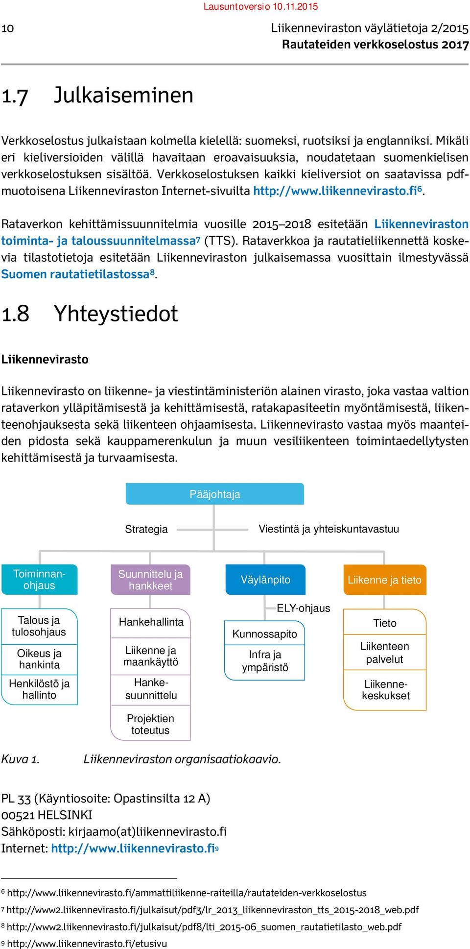 Verkkoselostuksen kaikki kieliversiot on saatavissa pdfmuotoisena Liikenneviraston Internet-sivuilta http://www.liikennevirasto.fi 6.