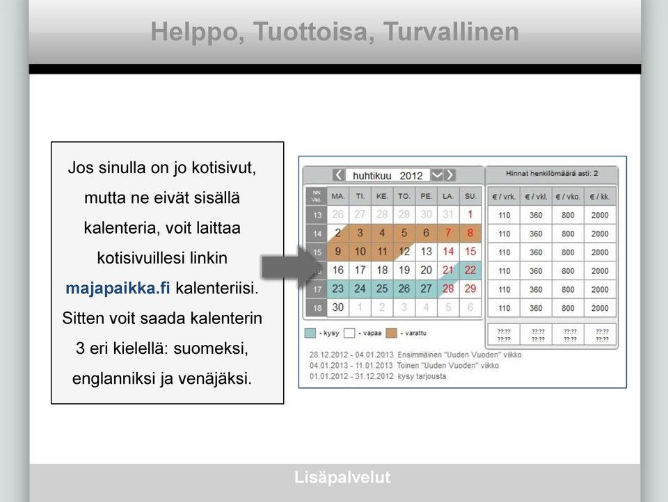 majapaikka.fi kalenteriisi.