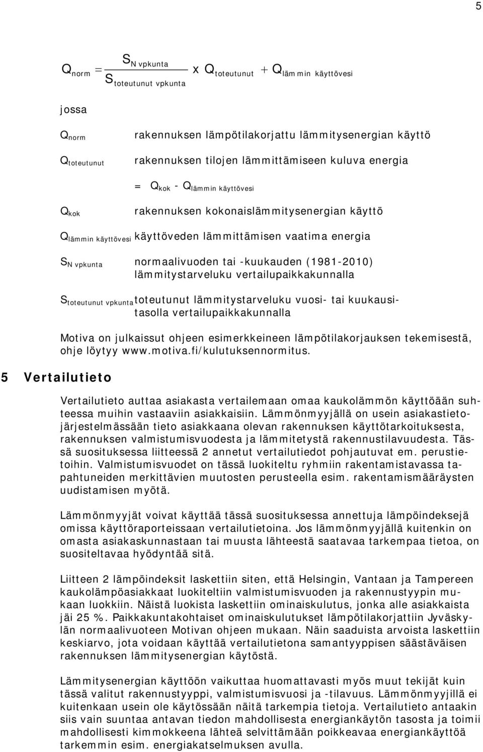 tai -kuukauden (1981-2010) lämmitystarveluku vertailupaikkakunnalla S toteutunut vpkunta toteutunut lämmitystarveluku vuosi- tai kuukausitasolla vertailupaikkakunnalla Motiva on julkaissut ohjeen