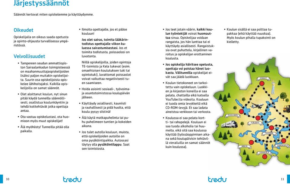 Kaikilla opiskelijoilla on samat säännöt. Olet aloittanut koulun, nyt sinun pitää käydä tunneilla säännöllisesti, osallistua koulunkäyntiin ja tehdä kotitehtävät jotka opettaja antaa.