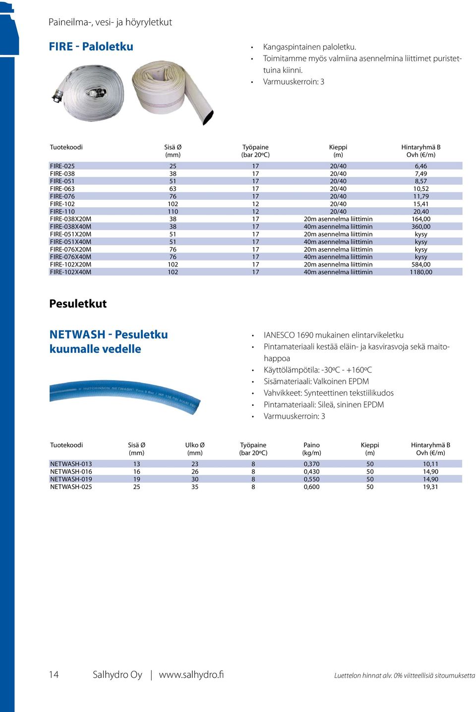 20,40 FIRE-038X20M 38 17 20m asennelma liittimin 164,00 FIRE-038X40M 38 17 40m asennelma liittimin 360,00 FIRE-051X20M 51 17 20m asennelma liittimin kysy FIRE-051X40M 51 17 40m asennelma liittimin