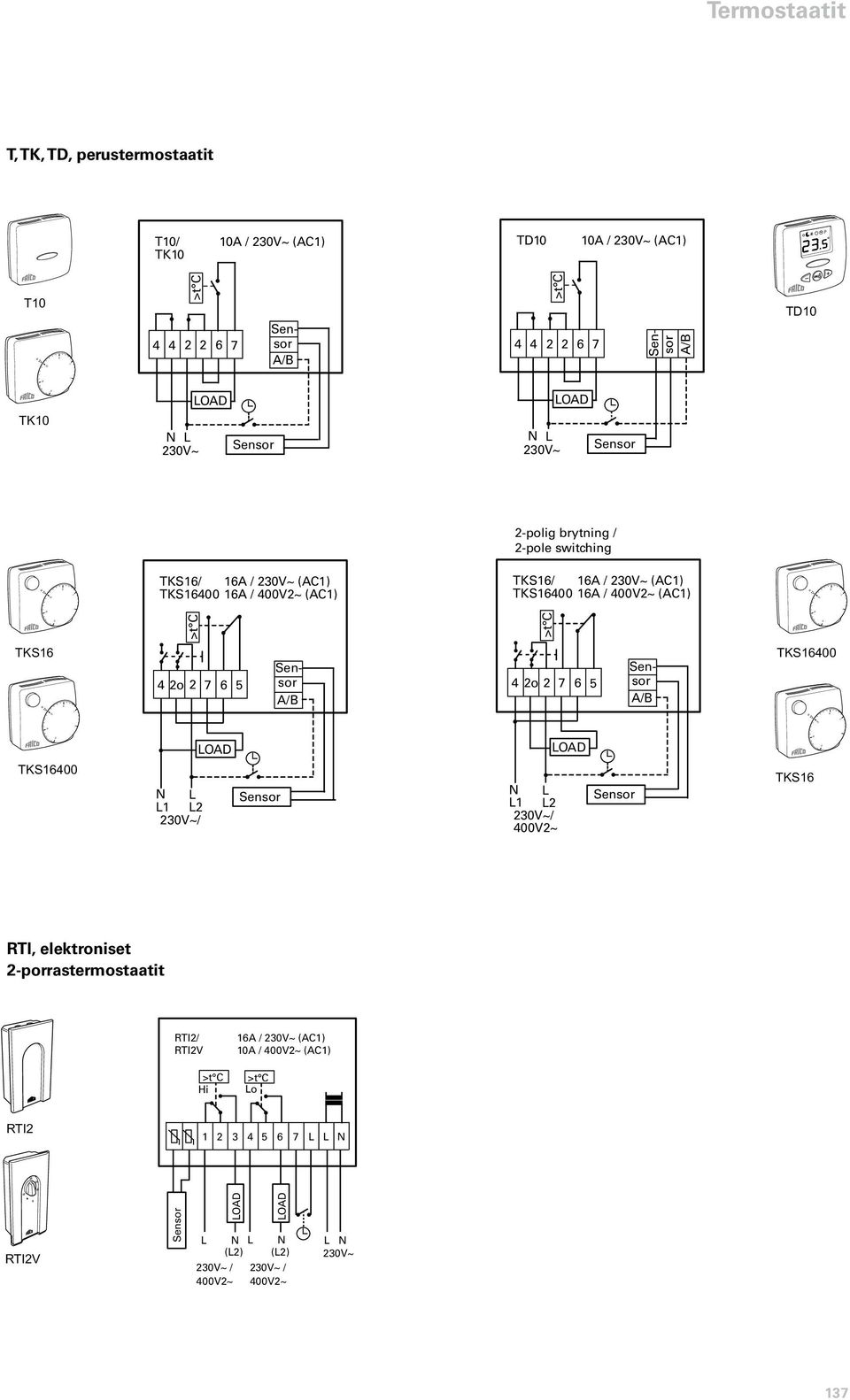 400V2~ (AC1) TKS16 42o 2 7 6 A/B 42o 2 7 6 A/B TKS16400 TKS16400 L1 L2 2V~/ 400V2~ L1 L2 2V~/ 400V2~ TKS16 RTI, elektroniset