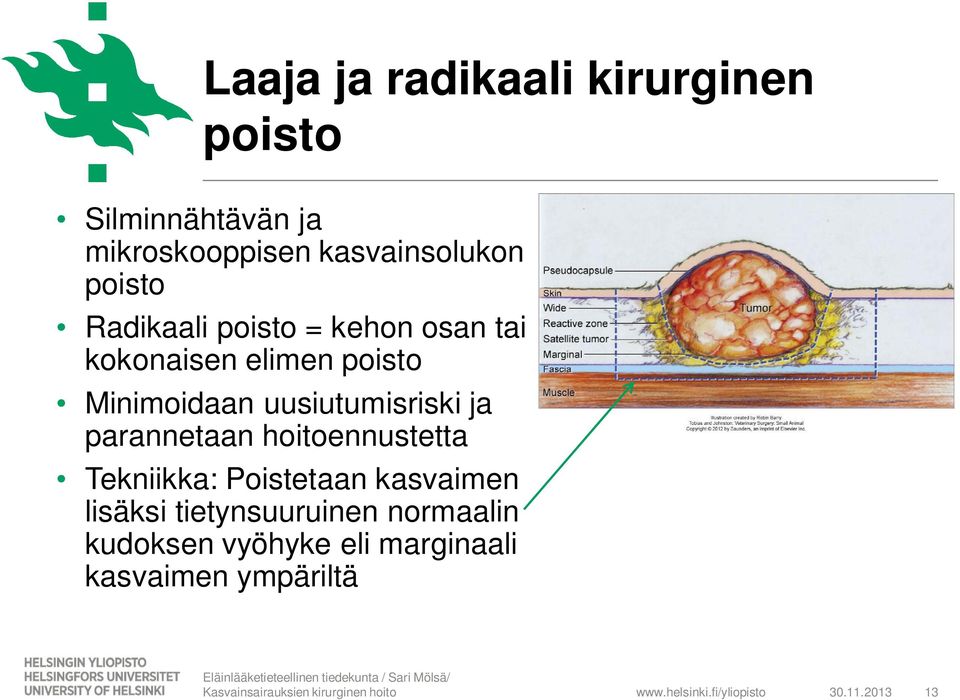 uusiutumisriski ja parannetaan hoitoennustetta Tekniikka: Poistetaan kasvaimen