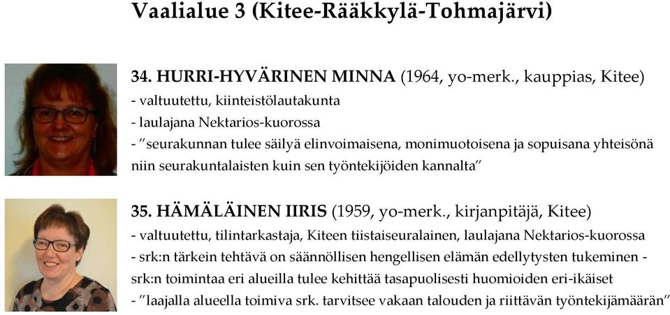 seurakuntalaisten kuin sen työntekijöiden kannalta 35. HÄMÄLÄINEN IIRIS (1959, yo-merk.