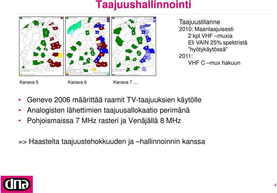 määrittää raamit TV-taajuuksien käytölle Analogisten lähettimien taajuusallokaatio perimänä