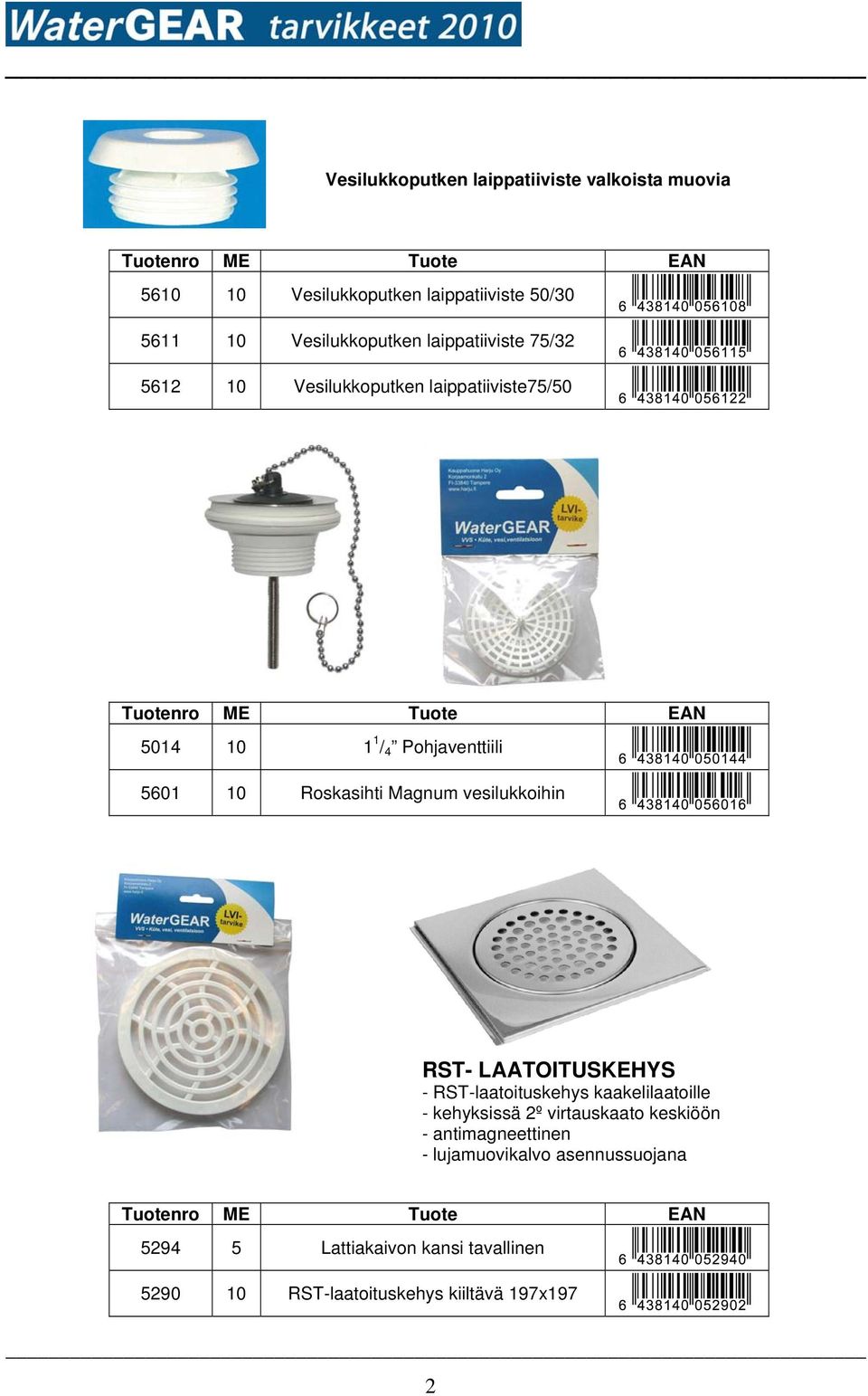 Magnum vesilukkoihin RST- LAATOITUSKEHYS - RST-laatoituskehys kaakelilaatoille - kehyksissä 2º virtauskaato keskiöön -