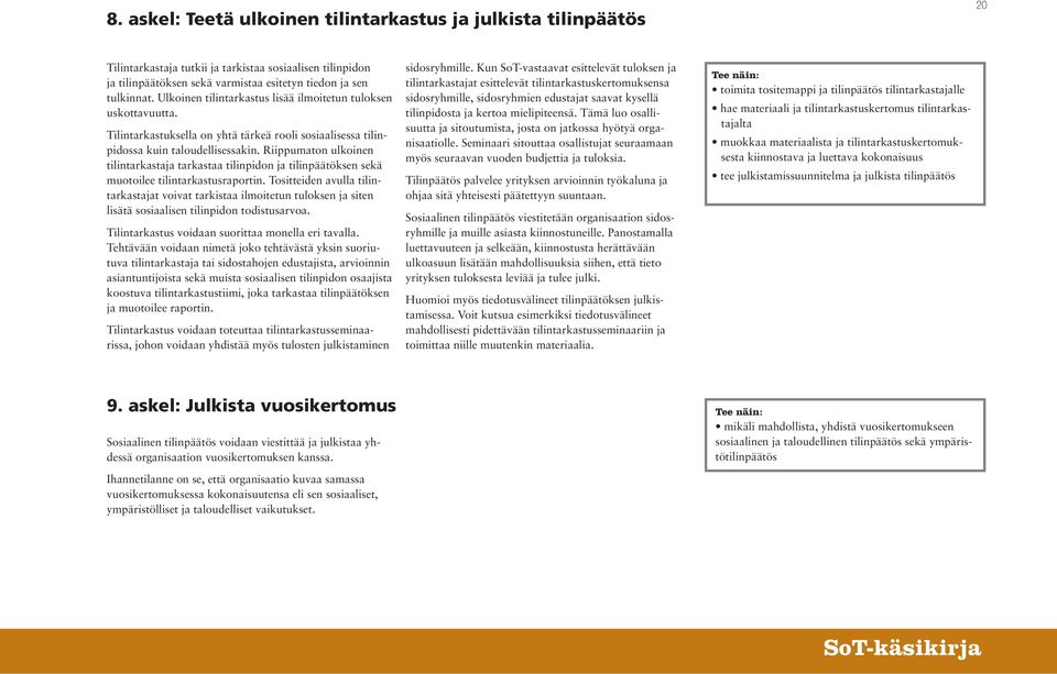 Riippumaton ulkoinen tilintarkastaja tarkastaa tilinpidon ja tilinpäätöksen sekä muotoilee tilintarkastusraportin.