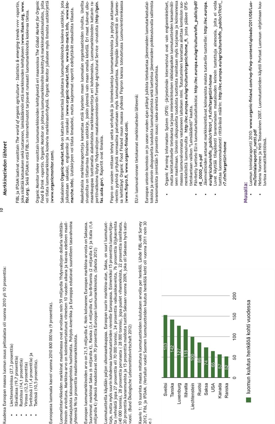 Luomuelintarvikkeiden markkinat maailmassa ovat arvoltaan noin 59 miljardia Yhdysvaltojen dollaria vähittäishinnoin arvioituna.