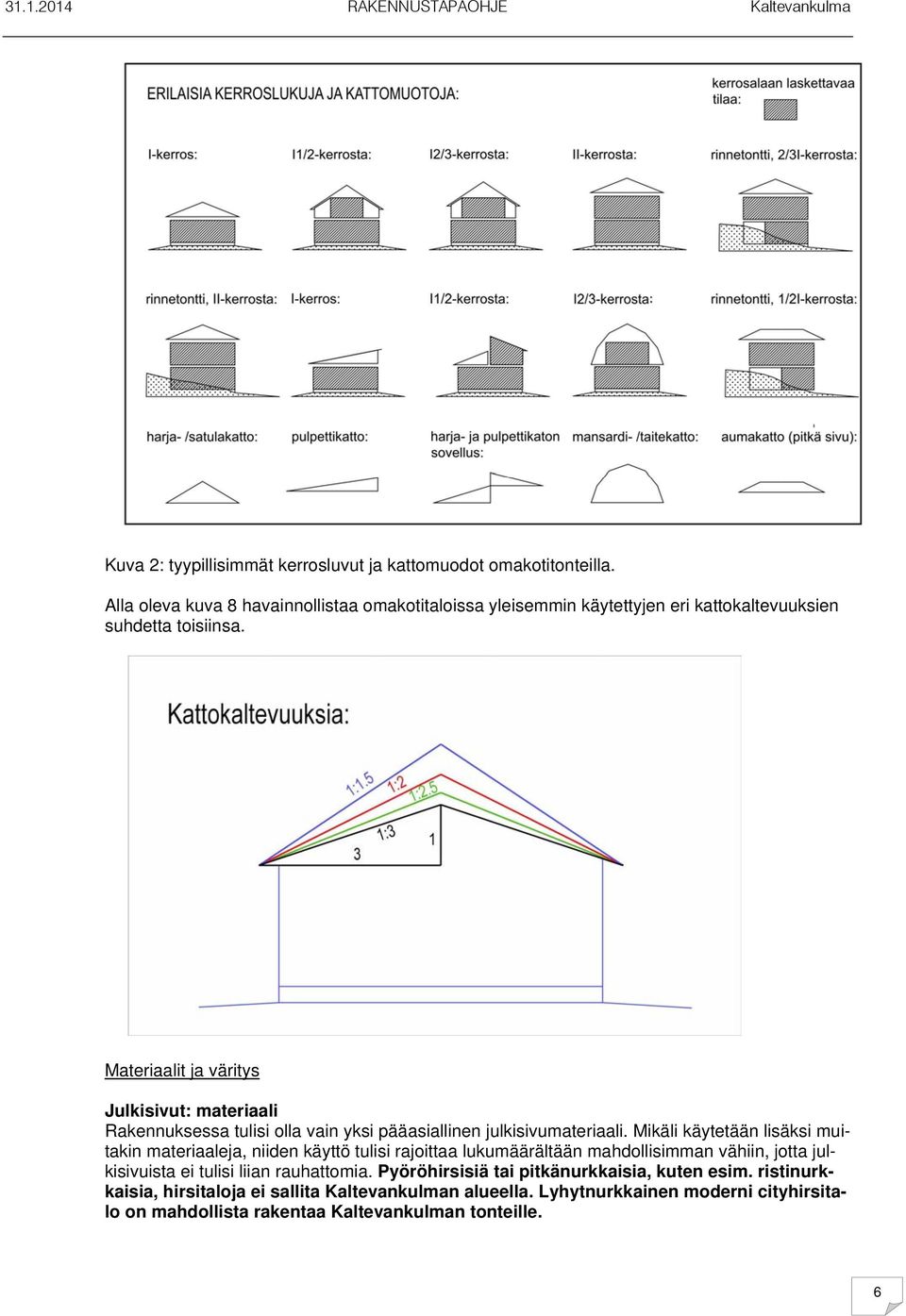 Materiaalit ja väritys Julkisivut: materiaali Rakennuksessa tulisi olla vain yksi pääasiallinen julkisivumateriaali.