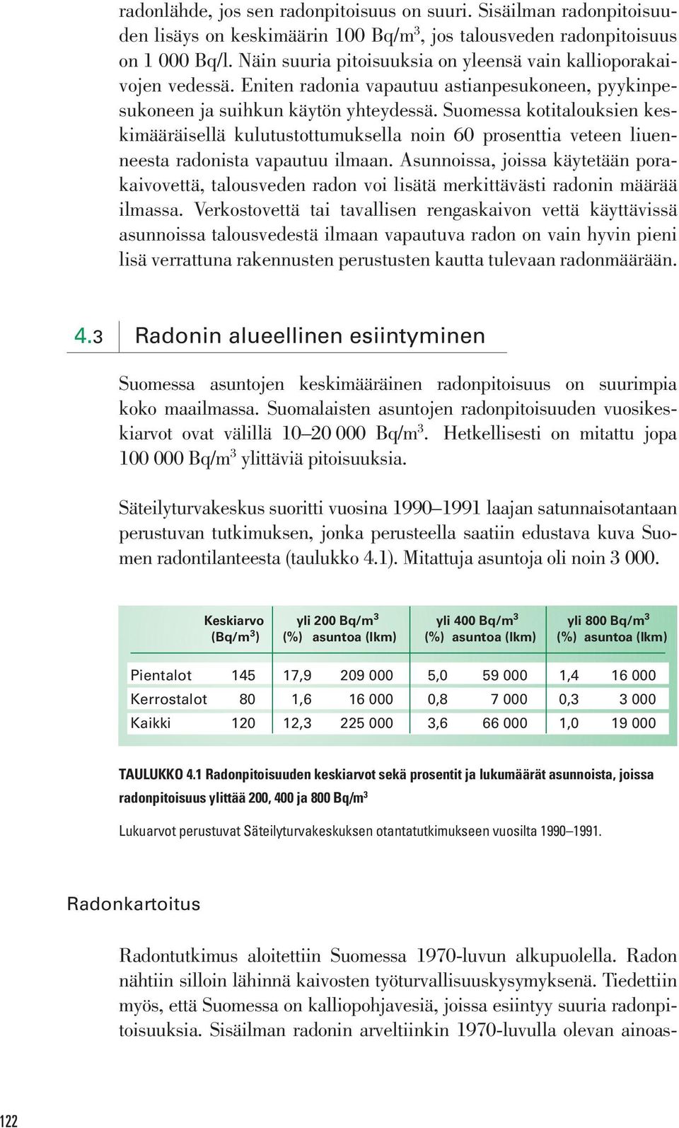 Suomessa kotitalouksien keskimääräisellä kulutustottumuksella noin 60 prosenttia veteen liuenneesta radonista vapautuu ilmaan.