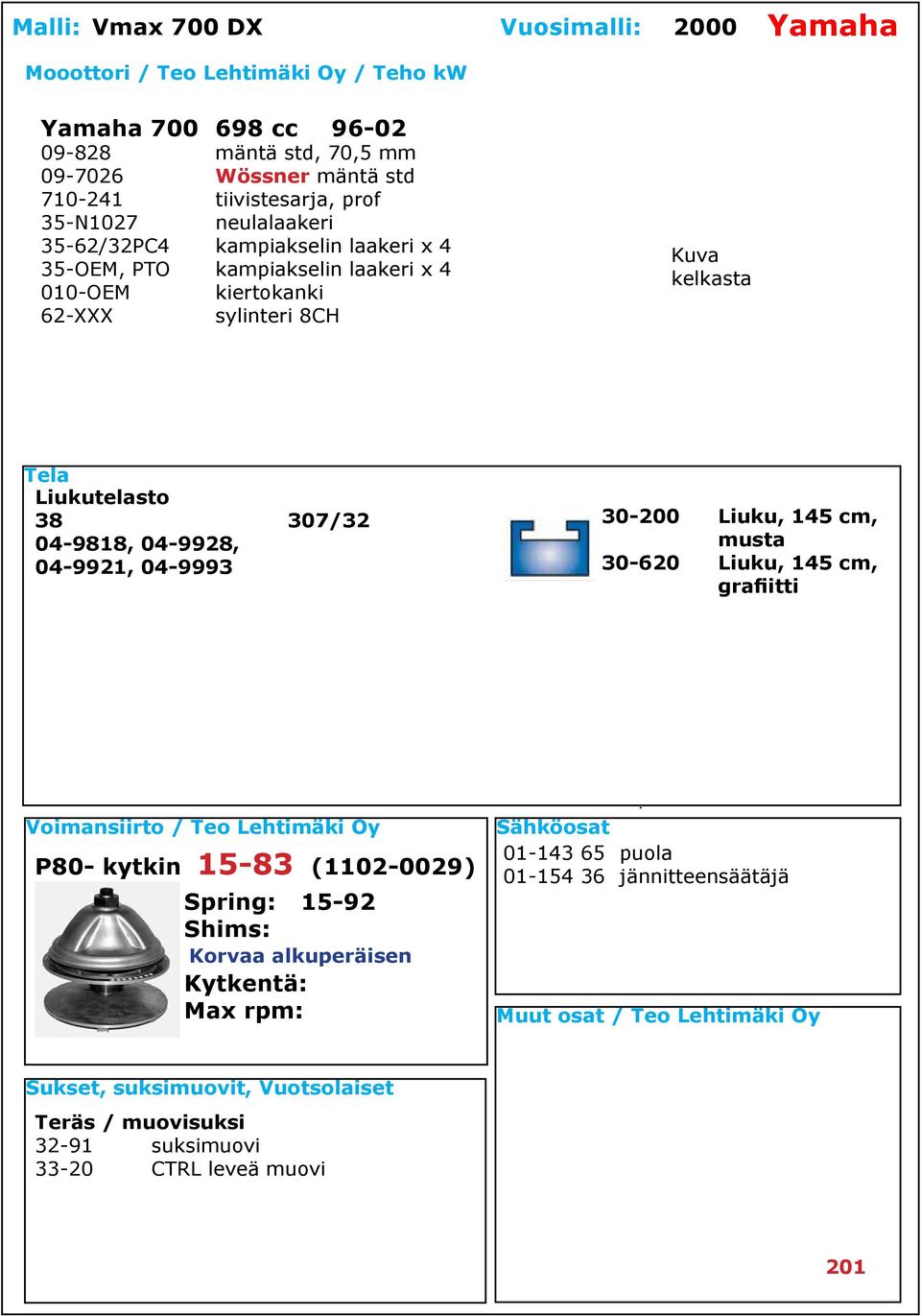 62-XXX sylinteri 8CH Liukutelasto 38 307/32 04-9818, 04-9928, 04-9921, 04-9993 P80- kytkin 15-83 (1102-0029) Spring: 15-92