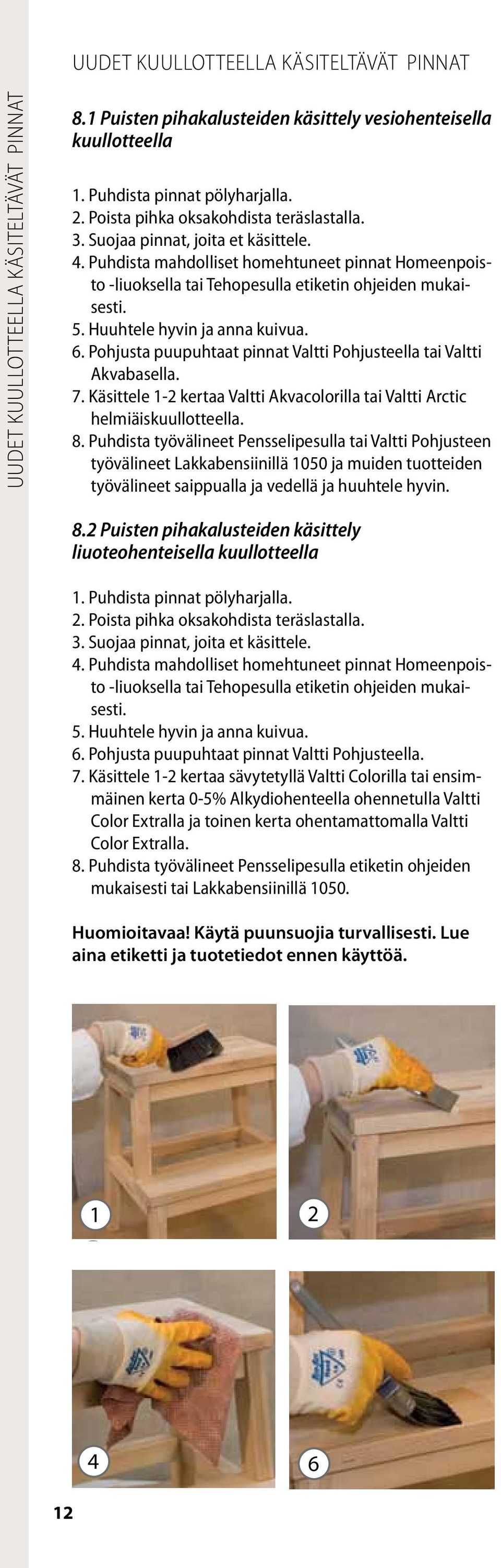 Käsittele 1-2 kertaa Valtti Akvacolorilla tai Valtti Arctic helmiäiskuullotteella. 8.
