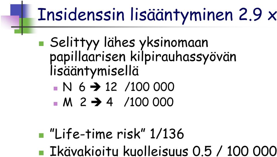 kilpirauhassyövän i lisääntymisellä N 6 12 /100