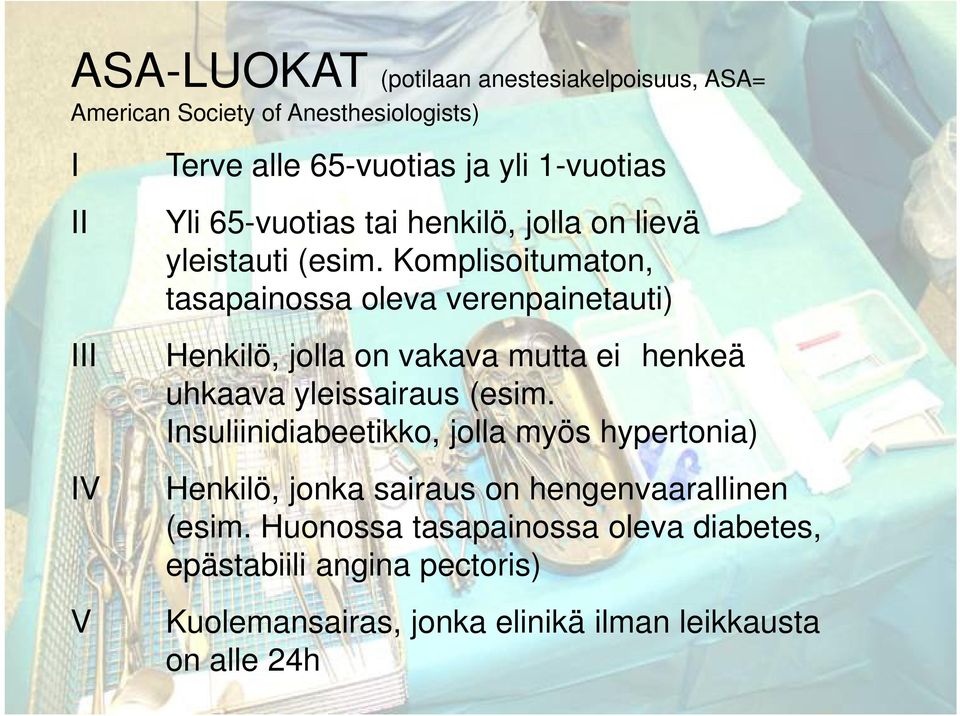 Komplisoitumaton, tasapainossa oleva verenpainetauti) Henkilö, jolla on vakava mutta ei henkeä uhkaava yleissairaus (esim.