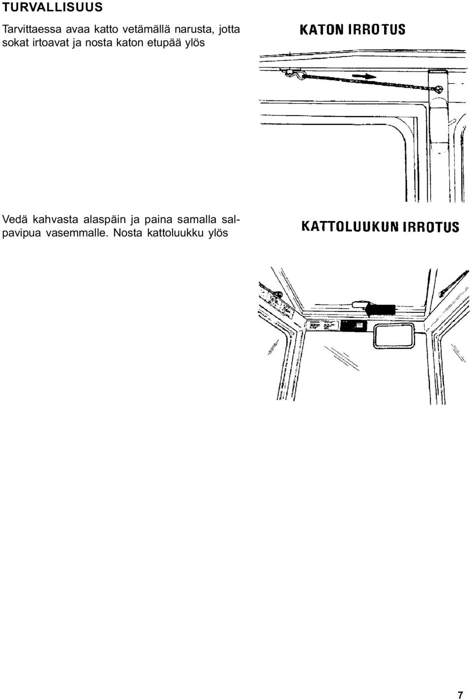 etupää ylös Vedä kahvasta alaspäin ja paina