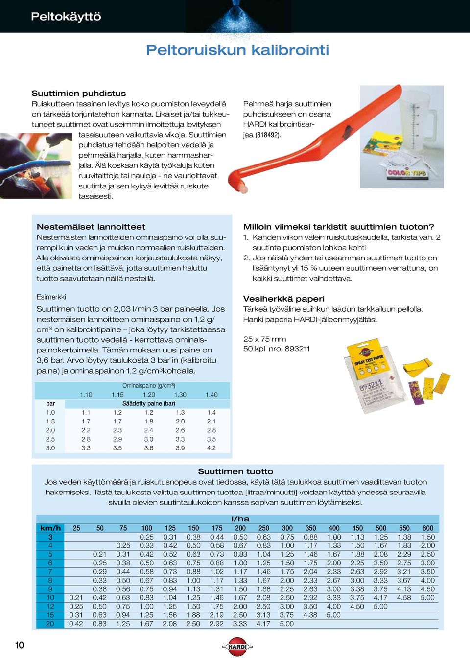 Suuttimien puhdistus tehdään helpoiten vedellä ja pehmeällä harjalla, kuten hammasharjalla.