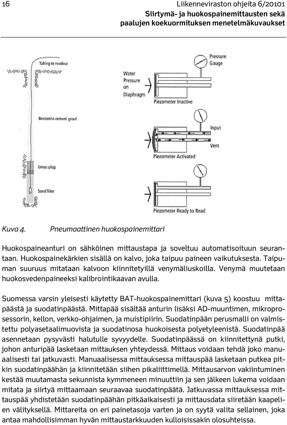 Venymä muutetaan huokosvedenpaineeksi kalibrointikaavan avulla. Suomessa varsin yleisesti käytetty BAT-huokospainemittari (kuva 5) koostuu mittapäästä ja suodatinpäästä.