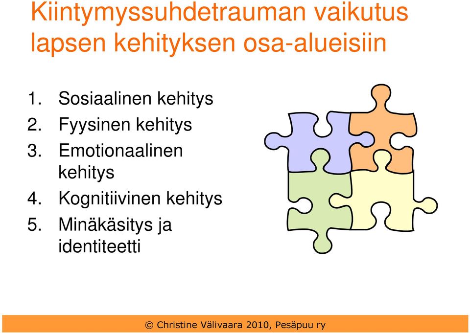 Sosiaalinen kehitys 2. Fyysinen kehitys 3.