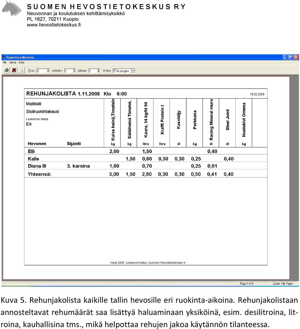 Rehunjakolistaan annosteltavat rehumäärät saa lisättyä