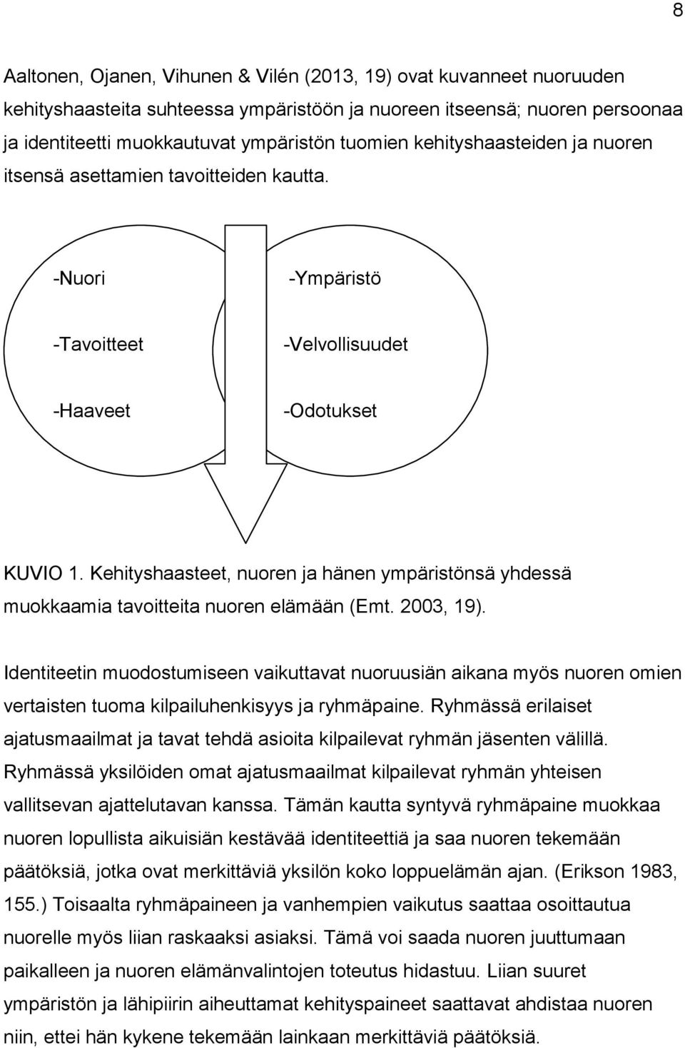 Kehityshaasteet, nuoren ja hänen ympäristönsä yhdessä muokkaamia tavoitteita nuoren elämään (Emt. 2003, 19).