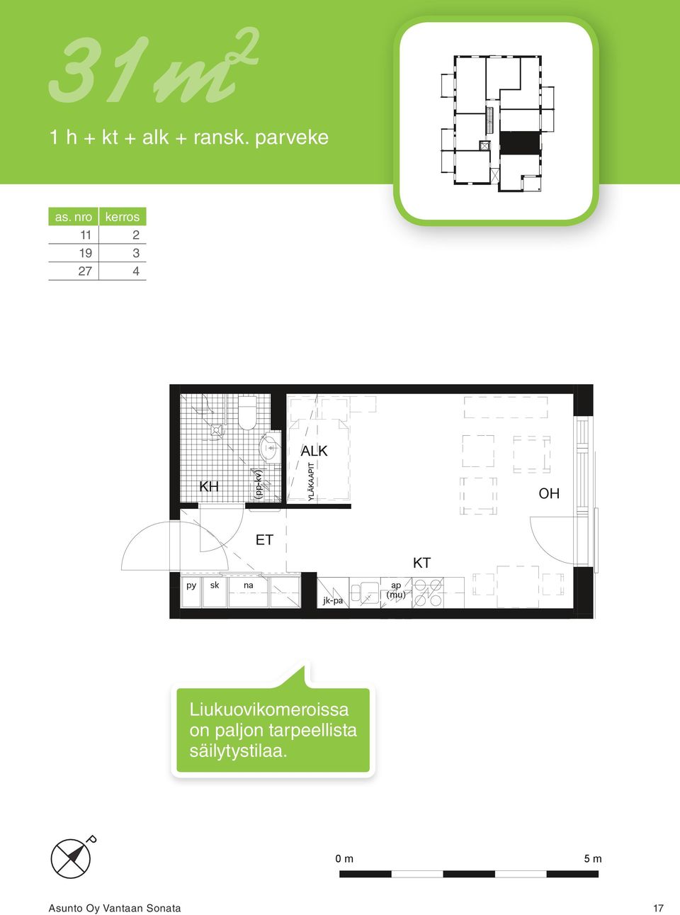 kerros 19 11 as. 272 19 3 27 4 1H++ 31,0 m 2 2.krs 3.krs 4.