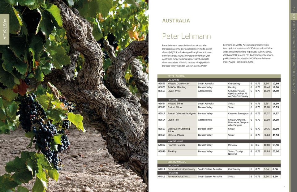 Peter Lehmann on valittu Australian parhaaksi viinintuottajaksi arvostetussa IWSC (International Wine and Spirit Competition) -kilpailussa vuosina 2003, 2006 ja 2008.