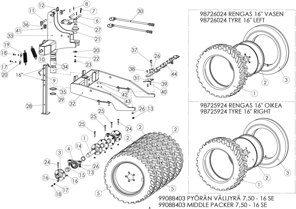 987594 RENGAS 16" OIKEA 987594 TYRE 16" RIGHT 1 5 4 1 3 4 14 4 16 18 17 16