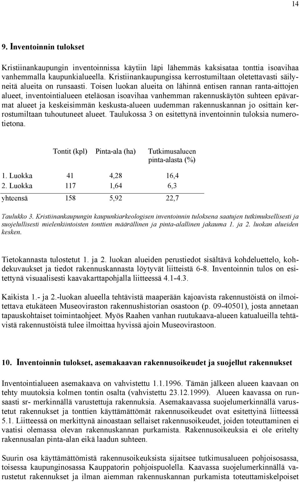 Toisen luokan alueita on lähinnä entisen rannan ranta-aittojen alueet, inventointialueen eteläosan isoavihaa vanhemman rakennuskäytön suhteen epävarmat alueet ja keskeisimmän keskusta-alueen uudemman