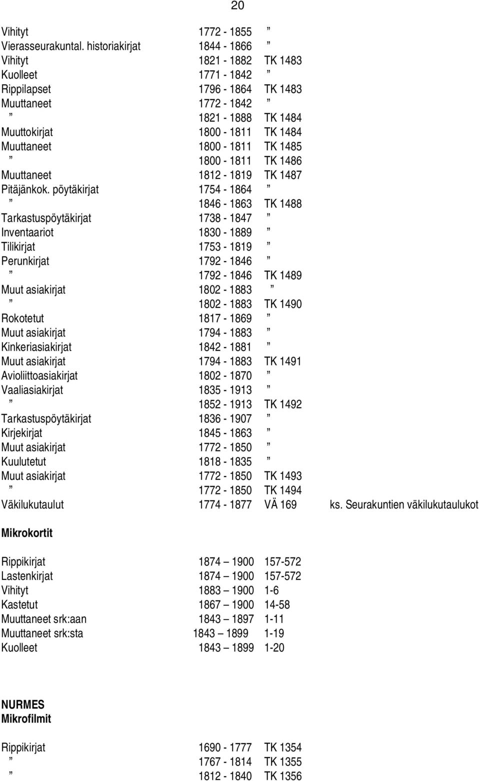 1800-1811 TK 1486 Muuttaneet 1812-1819 TK 1487 Pitäjänkok.