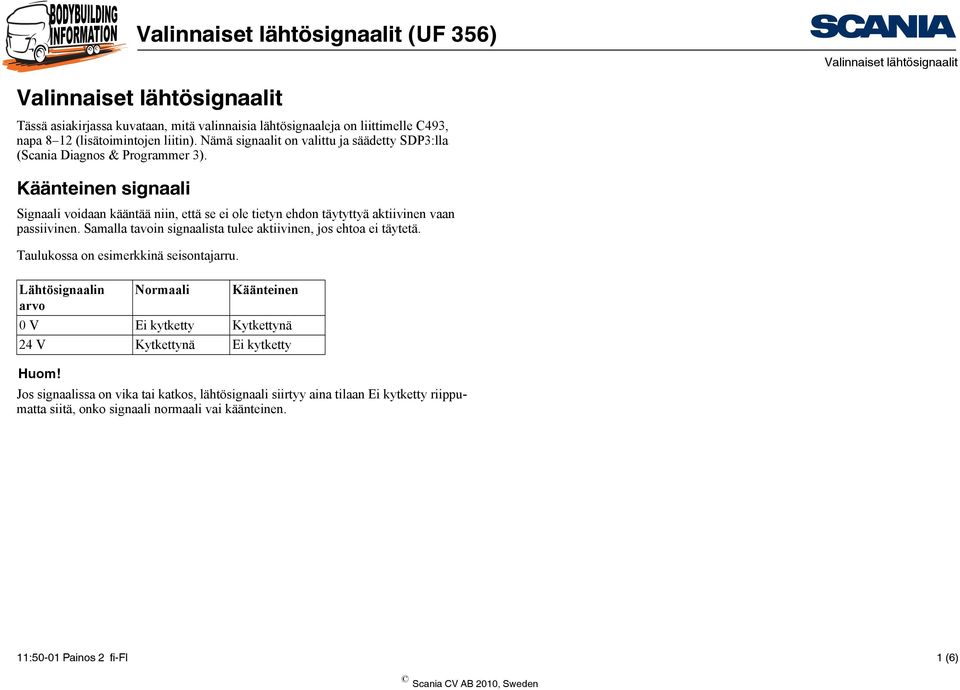 Käänteinen signaali Signaali voidaan kääntää niin, että se ei ole tietyn ehdon täytyttyä aktiivinen vaan passiivinen. Samalla tavoin signaalista tulee aktiivinen, jos ehtoa ei täytetä.