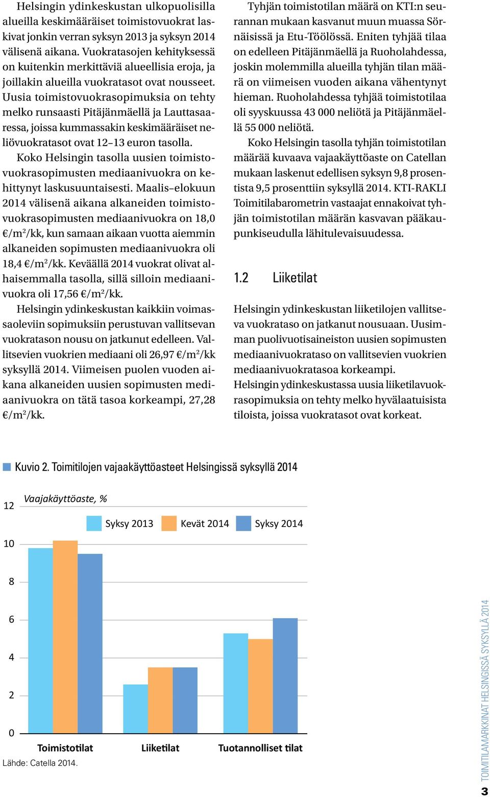 Uusia toimistovuokrasopimuksia on tehty melko runsaasti Pitäjänmäellä ja Lauttasaaressa, joissa kummassakin keskimääräiset neliövuokratasot ovat 12 13 euron tasolla.
