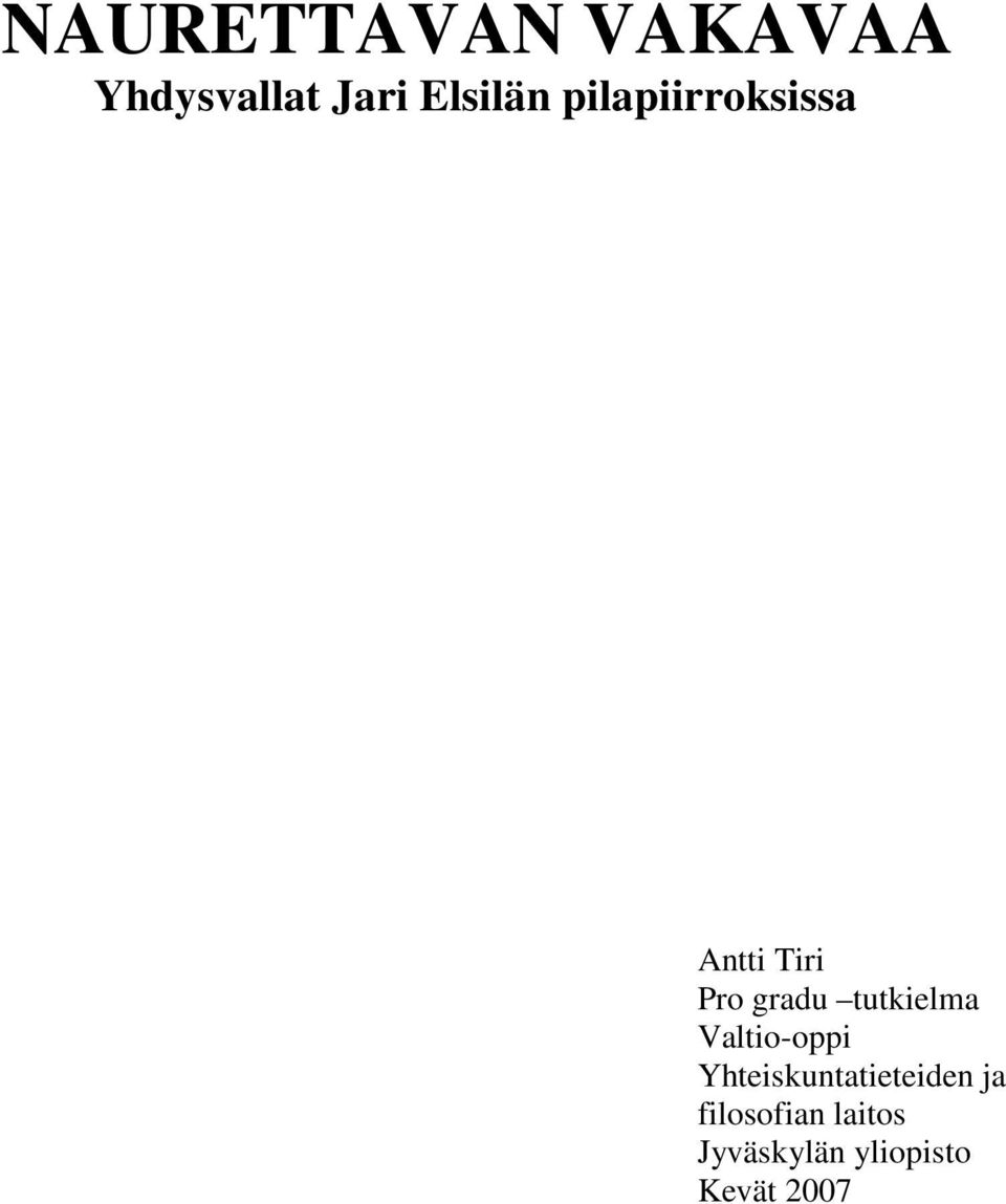 tutkielma Valtio-oppi Yhteiskuntatieteiden