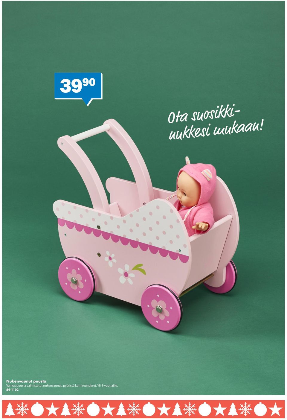 valmistetut nukenvaunut, pyörissä