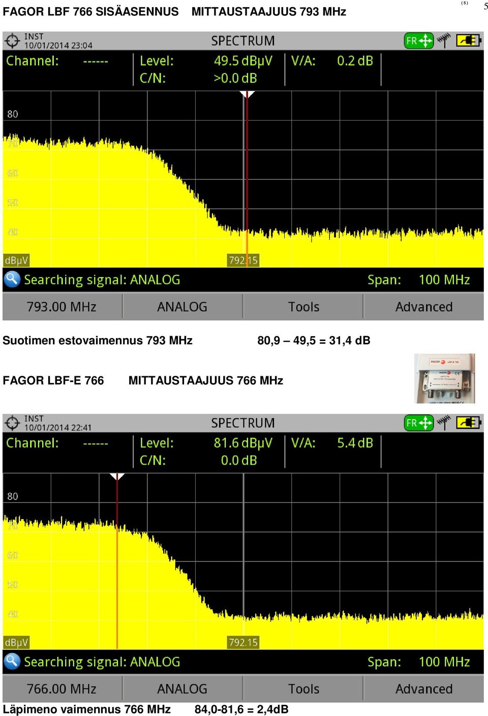 49,5 = 31,4 db FAGOR LBF-E 766 MITTAUSTAAJUUS