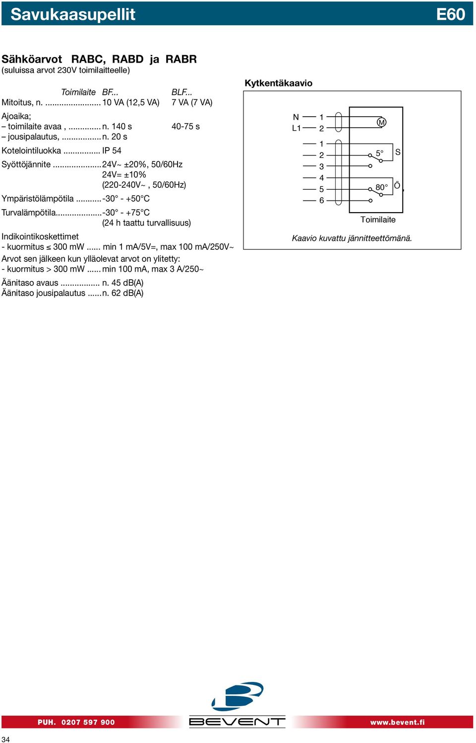 .. - - +75 C (4 h taattu turvallisuus) Indikointikoskettimet - kuormitus 0 mw.