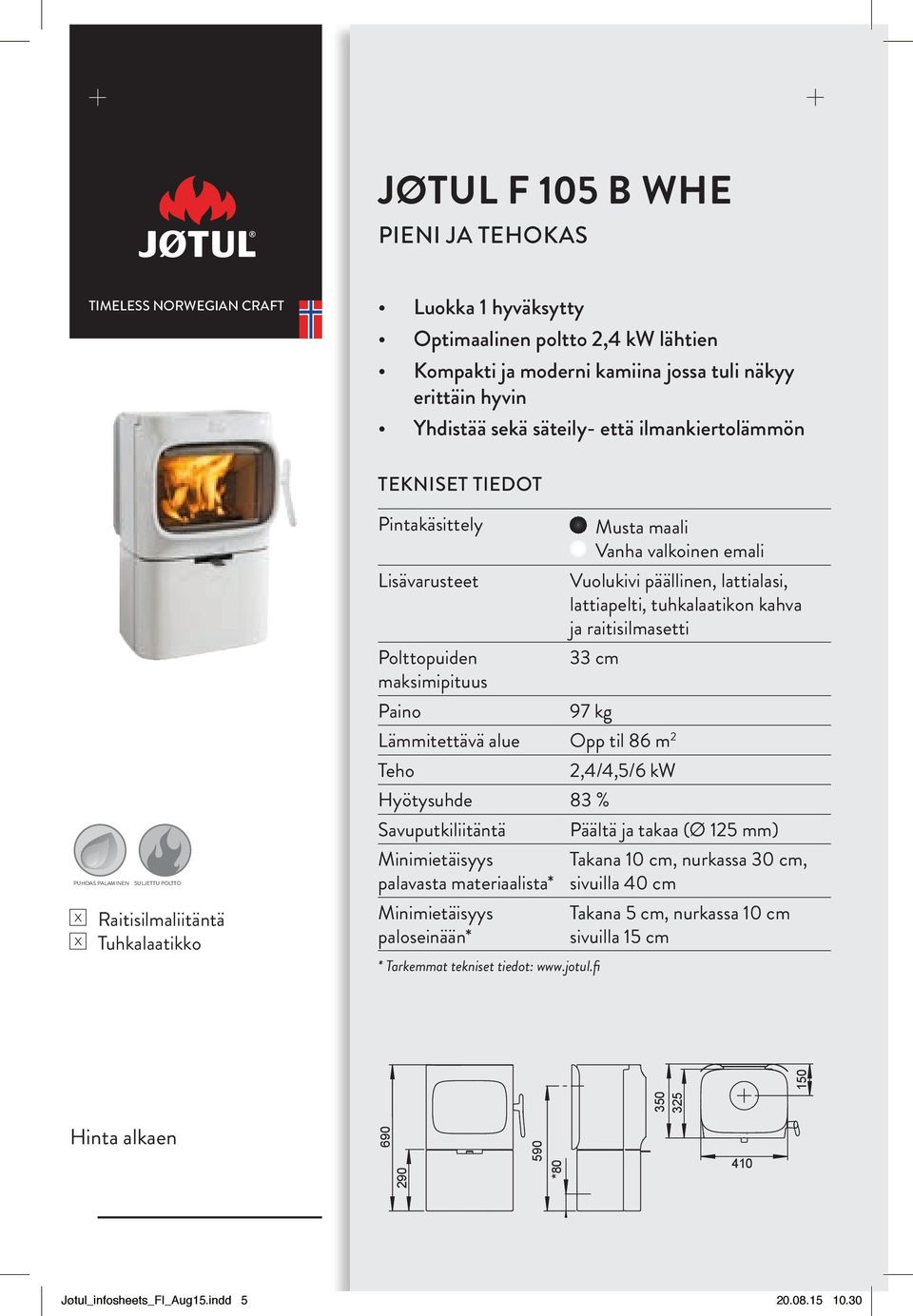 cm Jøtul F 15 med sokkel Gulvplate Min.