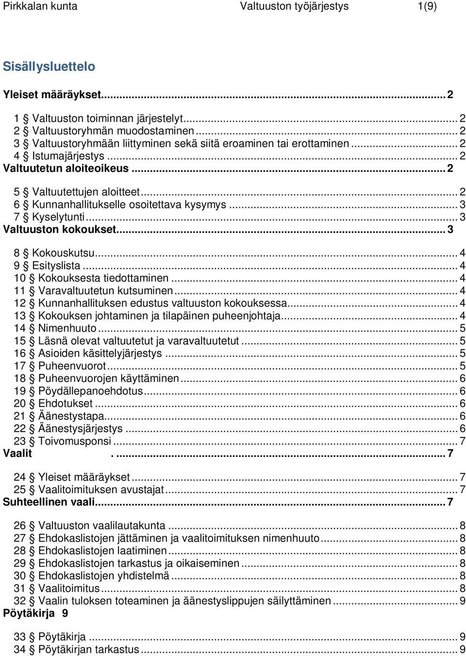 .. 2 6 Kunnanhallitukselle osoitettava kysymys... 3 7 Kyselytunti... 3 Valtuuston kokoukset... 3 8 Kokouskutsu... 4 9 Esityslista... 4 10 Kokouksesta tiedottaminen... 4 11 Varavaltuutetun kutsuminen.