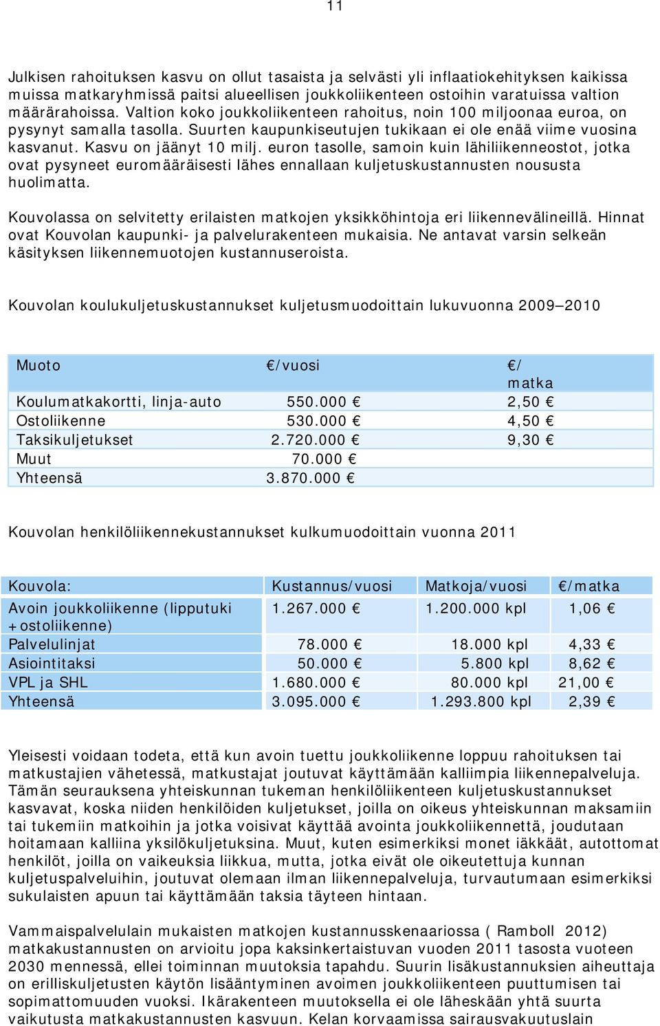 euron tasolle, samoin kuin lähiliikenneostot, jotka ovat pysyneet euromääräisesti lähes ennallaan kuljetuskustannusten noususta huolimatta.