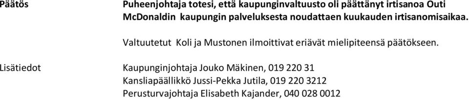 kuukauden irtisanomisaikaa.