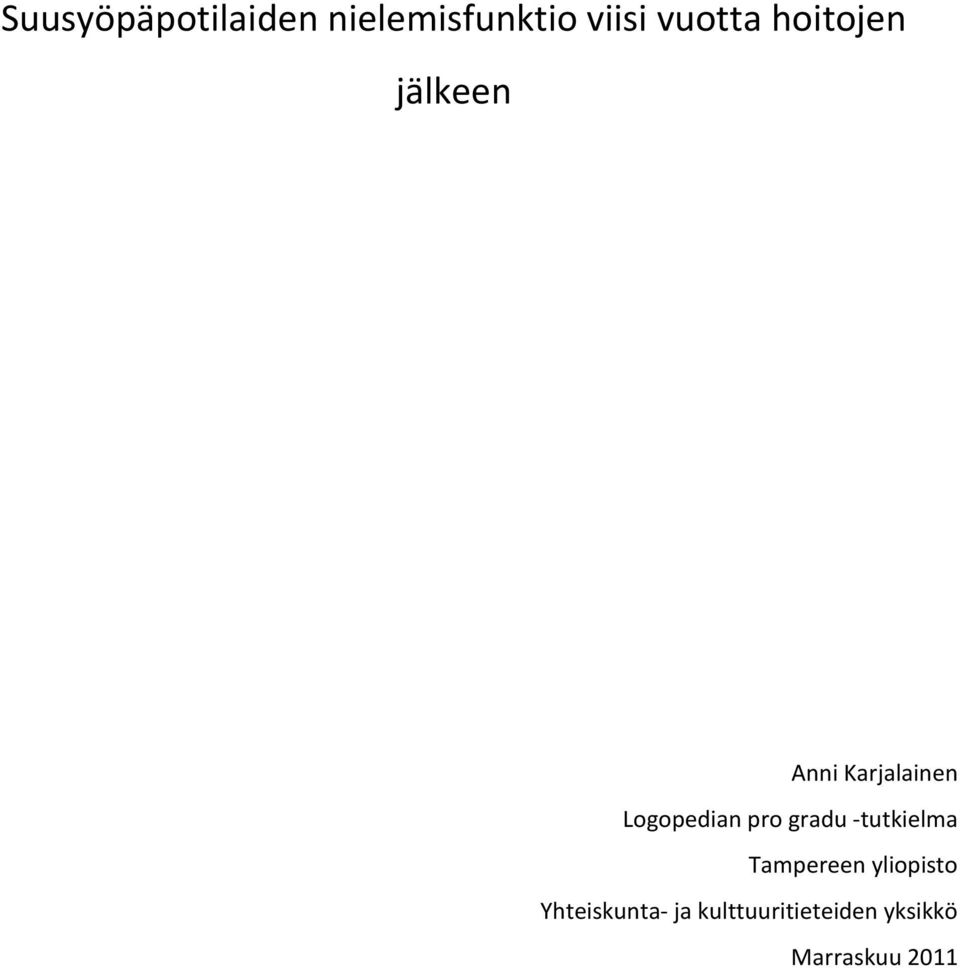 pro gradu -tutkielma Tampereen yliopisto