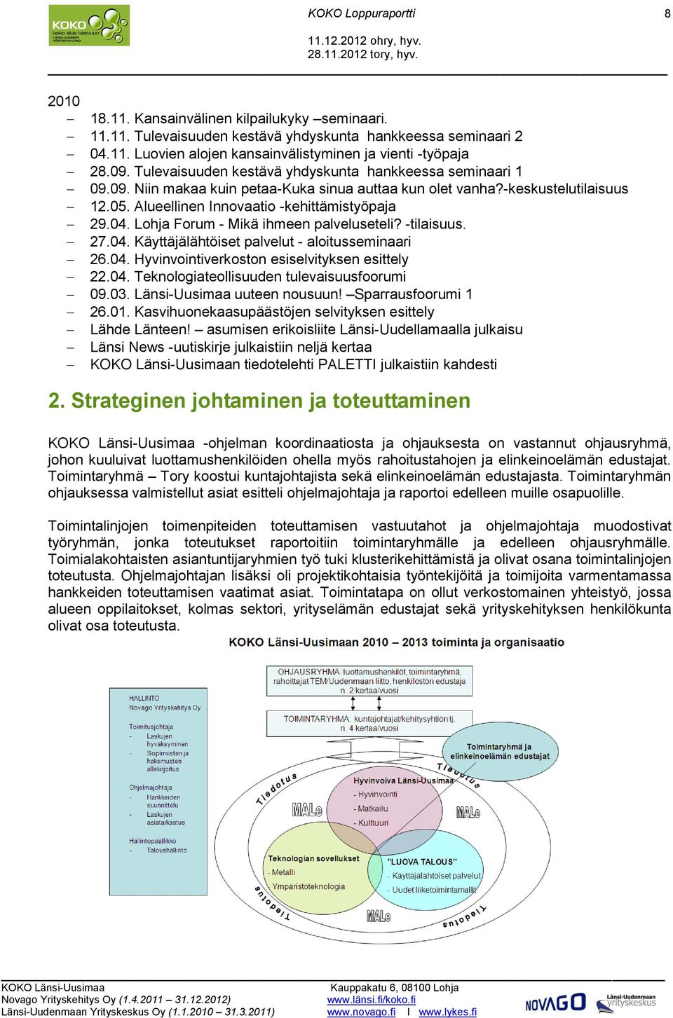 Lohja Forum - Mikä ihmeen palveluseteli? -tilaisuus. 27.04. Käyttäjälähtöiset palvelut - aloitusseminaari 26.04. Hyvinvointiverkoston esiselvityksen esittely 22.04. Teknologiateollisuuden tulevaisuusfoorumi 09.