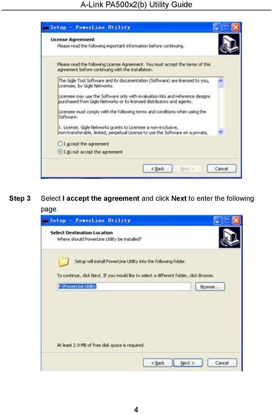 the agreement and click Next