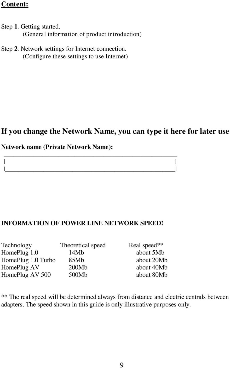 POWER LINE NETWORK SPEED! Technology Theoretical speed Real speed** HomePlug 1.0 14Mb about 5Mb HomePlug 1.