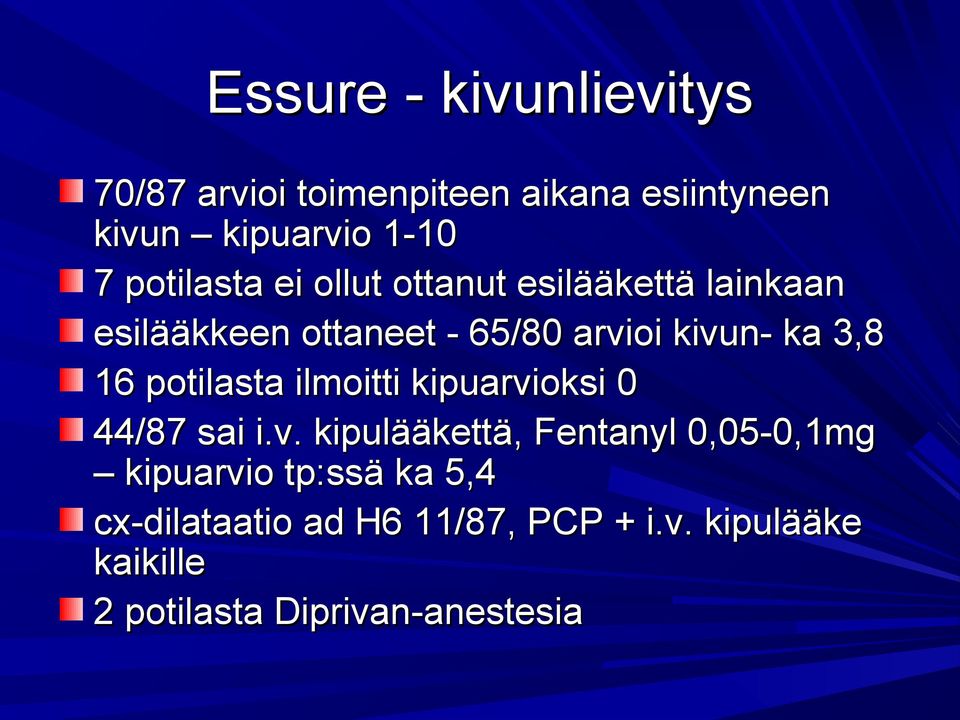 3,8 16 potilasta ilmoitti kipuarvi