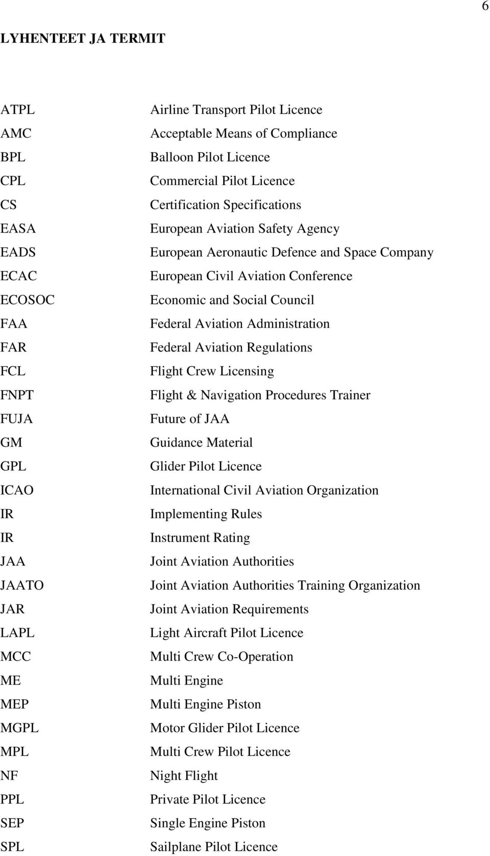 Aviation Conference Economic and Social Council Federal Aviation Administration Federal Aviation Regulations Flight Crew Licensing Flight & Navigation Procedures Trainer Future of JAA Guidance