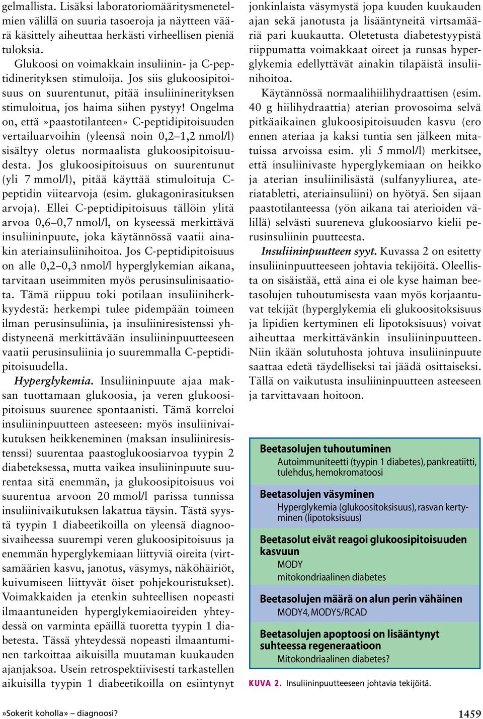 Ongelma on, että»paastotilanteen» C-peptidipitoisuuden vertailuarvoihin (yleensä noin 0,2 1,2 nmol/l) sisältyy oletus normaalista glukoosipitoisuudesta.