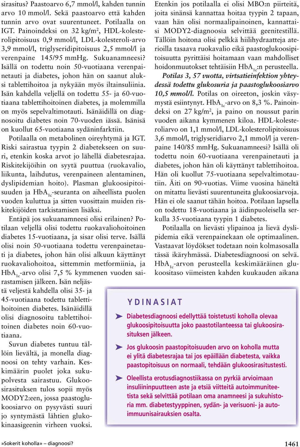 Isällä on todettu noin 50-vuotiaana verenpainetauti ja diabetes, johon hän on saanut aluksi tablettihoitoa ja nykyään myös iltainsuliinia.